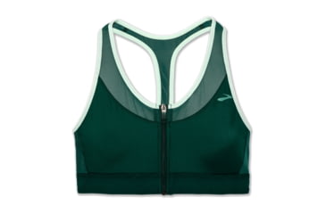 Image of Brooks Moving Comfort FastForward Zip Bra - Womens, Forest/Mint, L, 300637325.035
