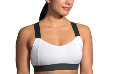 Image of Brooks Moving Comfort Hot Shot Bra - Womens, White/Asphalt/Black, M, 300638174.03