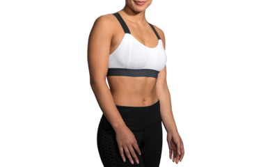 Image of Brooks Moving Comfort Hot Shot Bra - Womens, White/Asphalt/Black, M, 300638174.03