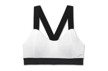Image of Brooks Moving Comfort Hot Shot Bra - Womens, White/Asphalt/Black, M, 300638174.03