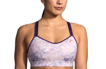 Image of Brooks Moving Comfort UpRise Crossback Bra - Womens, Quartz Marble/Berry, M, 300614616.03