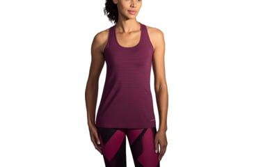 Image of Brooks Pick-Up Running Tank - Women's, Iris/Plum Stripe, Large, 220981579.035