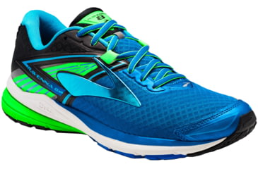 Image of Brooks Ravenna 8 Road Running Shoe - Men's-Electric Blue Lemonade/Black/Green-Medium-13