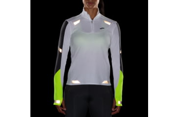 Image of Brooks Run Visible 1/2 Zip - Womens, White/Asphalt/Nightlife, XS, 221564134.020