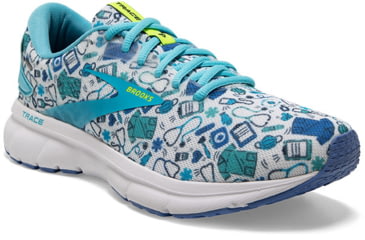 Image of Brooks Trace 2 Running Shoes - Womens, Medium, White/Nightlife/Bluefish, 6.0, 1203751B135.060