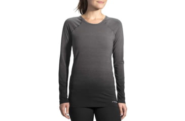 Image of Brooks Women's Streaker Long Sleeve Running Shirt, Black/Oxford, Large, 221142036.035