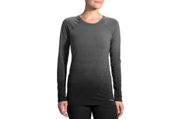 Image of Brooks Women's Streaker Long Sleeve Running Shirt, Black/Oxford, Small, 221142036.025