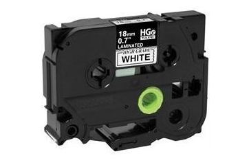 Image of Brother Mobile Solutions HGE2415PK 18mm .7in HGe Tape with Standard Adhesive, 26.2 ft, Black on White, Pack of 5 HGe2415PK