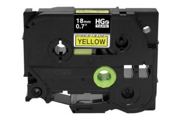 Image of Brother Mobile Solutions HGE6415PK 18mm .7in HGe Tape with Standard Adhesive, 26.2ft, Black on Yellow, Pack of 5 HGe6415PK