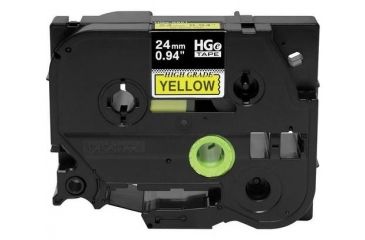 Image of Brother Mobile Solutions HGE6515PK 24mm .94in HGe Tape with Standard Adhesive, 26.2 ft, Black on Yellow, Pack of 5 HGe6515PK