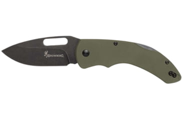 Image of Browning Large Hidden Hollow Folding Knife, 3in, D2 Steel Drop Point Blade, Green G10 Handle, Boxed, 3220506B