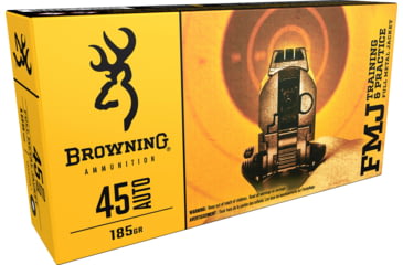 Image of Browning .45 ACP, 185 Grain, Full Metal Jacket FMJ, Brass Cased, Centerfire Pistol Ammo, 50 Rounds, B191800452