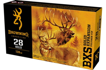 Image of Browning BXS .28 Nosler 139 grain Solid Expansion Polymer Tip Centerfire Rifle Ammo, 20 Rounds, B192400281