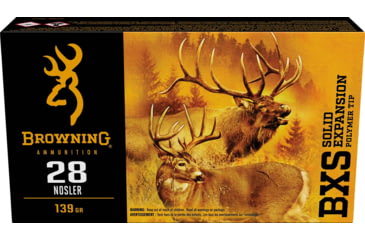Image of Browning BXS .28 Nosler 139 grain Solid Expansion Polymer Tip Centerfire Rifle Ammo, 20 Rounds, B192400281