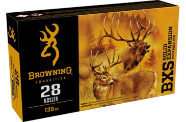 Image of Browning BXS .28 Nosler 139 grain Solid Expansion Polymer Tip Centerfire Rifle Ammo, 20 Rounds, B192400281