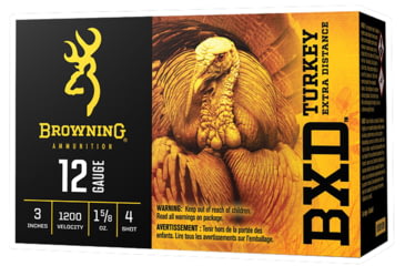 Image of Browning BXD Turkey 12 Gauge 3 in 1 5/8 oz #4 Centerfire Shotgun Shot Ammo, 10 Rounds, B193911234