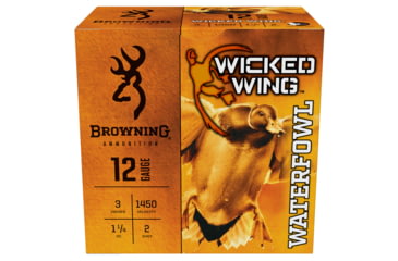 Image of Browning Ammo Wicked Wing 12Gauge 3 in 1 1/4Oz 2Shot Shotgun Ammo, 25 Per Box/10 Case, B193421232