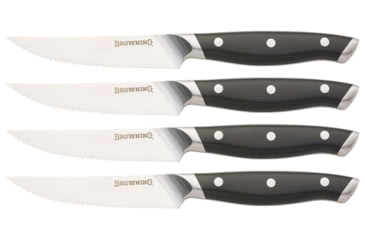 Image of Browning 4-Piece Steak Knife Set, 4.25in, 3Cr13MoV Stainless Steel, Partially Serrated Blades, Polymer Handle Scales, 3220444B