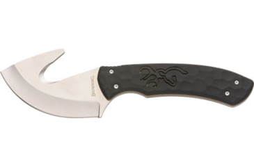 Image of Browning Primal Breakdown Gut Hook/Caper Knife, 3in, 8Cr13moV Stainless Steel, Full Tang, Black Matte Rubber Handle, 3220433