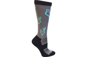 Image of Browning Bg Ladies Heartland Calf Socks Med Grey/black/blue Buckmark