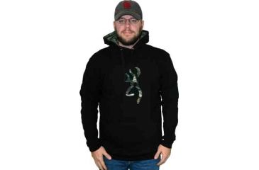 Image of Browning Bg Men's Hoodie Black/camo Large W/buck Mark Logo