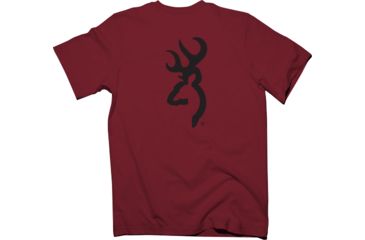 Image of Browning Bg Men's T-shirt W/buck Mark Logo Small Garnet Red/black