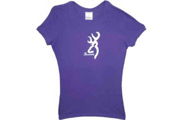 Image of Browning Bg Women's T-shirt W/buckmark Fitted Medium Purple/white