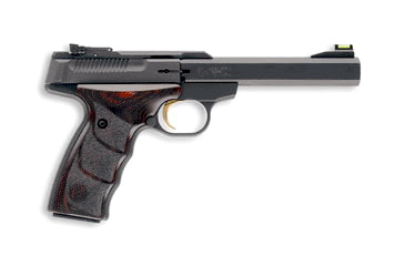 Image of Browning Buck-Mark-Plus-Rosewood-UDX Pistol, .22 Long Rifle, 5.5 in barrel, matte blue aluminum frame, rosewood Ultragrip DX grip, blowback operated semi-auto, single-action, fiber-optic front, adj. target rear, 10 round magazine, BBM-PLUS-RW-UDX-FRRMPG