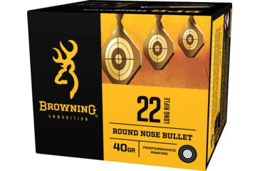 Image of Browning BPR .22 Long Rifle 40 grain Lead Round Nose Brass Cased Rimfire Ammo, 400 Rounds, B194122400