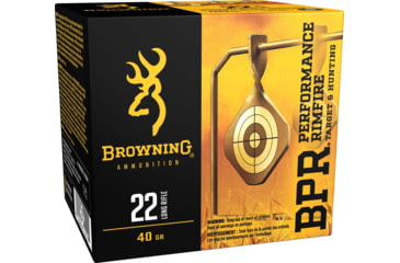 Image of Browning BPR .22 Long Rifle 40 grain Lead Round Nose Brass Cased Rimfire Ammo, 400 Rounds, B194122400