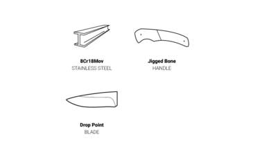 Image of Browning Buckmark Hunter Fixed Blade Knife, 3in, 8Cr13MoV, Drop Point, Bone Handle, Leather, 3220509