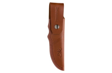 Image of Browning Buckmark Hunter Large Fixed Blade Knife, 3.625in, 440-C, Drop Point, Wood Handle, Split Grain Leather, 3220397
