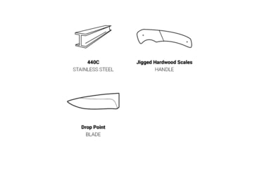 Image of Browning Buckmark Hunter Large Fixed Blade Knife, 3.625in, 440-C, Drop Point, Wood Handle, Split Grain Leather, 3220397