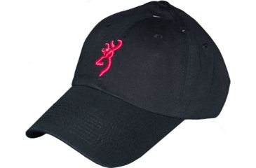 Image of Browning Buckmark Logo Ball Cap Black W/pink Buckmark