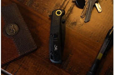 Image of Browning Buckmark Slim Folding Knife - Box, 2.75in, D2 High Carbon Steel, Drop Point, Black Polymer Handle, N, 3220541B