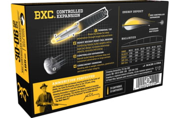 Image of Browning BXC .30-06 Springfield 185 grain Controlled Expansion Terminal Tip Nickel Plated Brass Cased Centerfire Rifle Ammo, 20 Rounds, B192230061