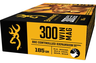 Image of Browning BXC .300 Winchester Magnum 185 grain Controlled Expansion Terminal Tip Nickel Plated Brass Cased Centerfire Rifle Ammo, 20 Rounds, B192203001