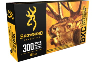 Image of Browning BXC .300 Winchester Magnum 185 grain Controlled Expansion Terminal Tip Nickel Plated Brass Cased Centerfire Rifle Ammo, 20 Rounds, B192203001