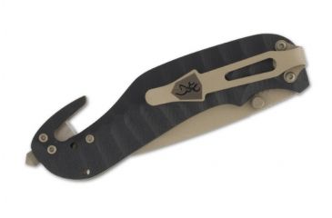 Image of Browning Duration Seat Belt Cutter Folding Knife,3.375in Drop Point Steel Blade,Black G-10 Handle 320173BL