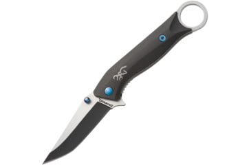 Image of Browning Finger Hole Folder Linerlock Folding Knife, Black, Black aluminum handle, 3220377