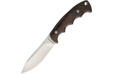 Image of Browning Fixed Blade Knife, 8.5in Overall, 4in Satin SS Drop Point, Brown Finger Grooved Wood Handle, Black Nylon Belt Sheath, Brown, 3220214