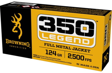 Image of Browning FMJ Target .350 Legend 124 grain Full Metal Jacket Brass Cased Centerfire Rifle Ammo, 20 Rounds, B192803501