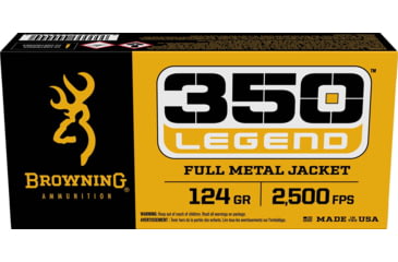 Image of Browning FMJ Target .350 Legend 124 grain Full Metal Jacket Brass Cased Centerfire Rifle Ammo, 20 Rounds, B192803501
