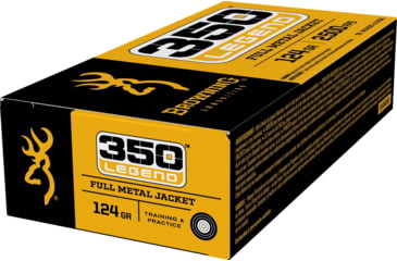 Image of Browning FMJ Target .350 Legend 124 grain Full Metal Jacket Brass Cased Centerfire Rifle Ammo, 20 Rounds, B192803501