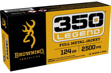 Image of Browning FMJ Target .350 Legend 124 grain Full Metal Jacket Brass Cased Centerfire Rifle Ammo, 20 Rounds, B192803501