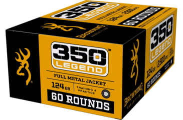 Image of Browning FMJ Target .350 Legend 124 grain Full Metal Jacket Brass Cased Centerfire Rifle Ammo, 60 Rounds, B192803502