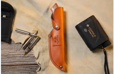 Image of Browning Guide Series Fixed Blade Knife, 3.625in, Sandvik 14C28N, Skinner, G10 Handle, Split Grain Leather, 3220451