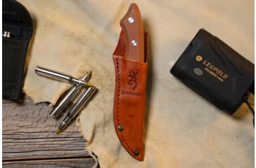 Image of Browning Guide Series Fixed Blade Knife, 3in, Sandvik 14C28N, Drop Point, Composite Handle, Split Grain Leather, 3220498B