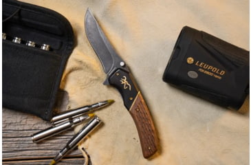 Image of Browning Hunter Folding Knife, 3.5in, 440-C, Straight Back, Wood Handle, N, 3220392