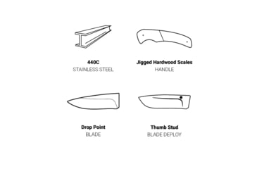 Image of Browning Hunter Folding Knife, 3.5in, 440-C, Straight Back, Wood Handle, N, 3220392